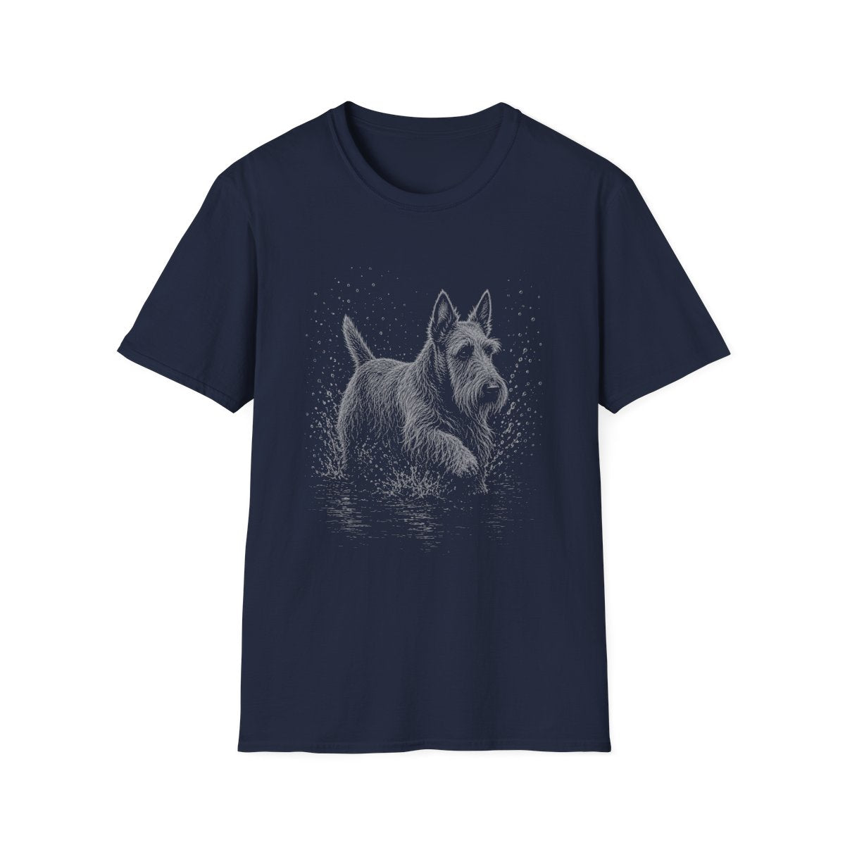 Scottish Terrier Water Run Tee - Navy