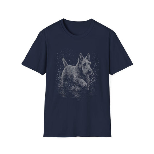 Scottish Terrier Water Run Tee - Navy