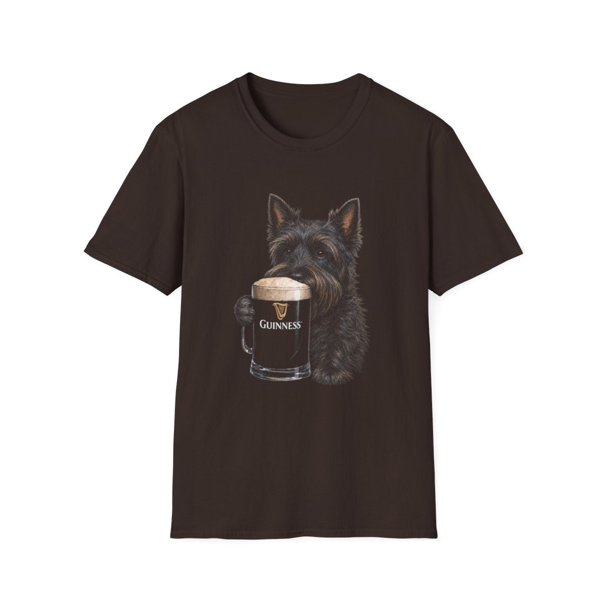 Scottish Terrier With A Pint Tee - Dark Chocolate