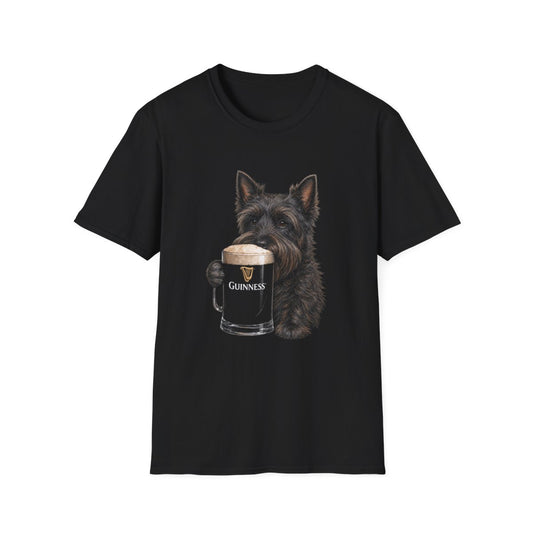 Scottish Terrier With A Pint Tee - Black