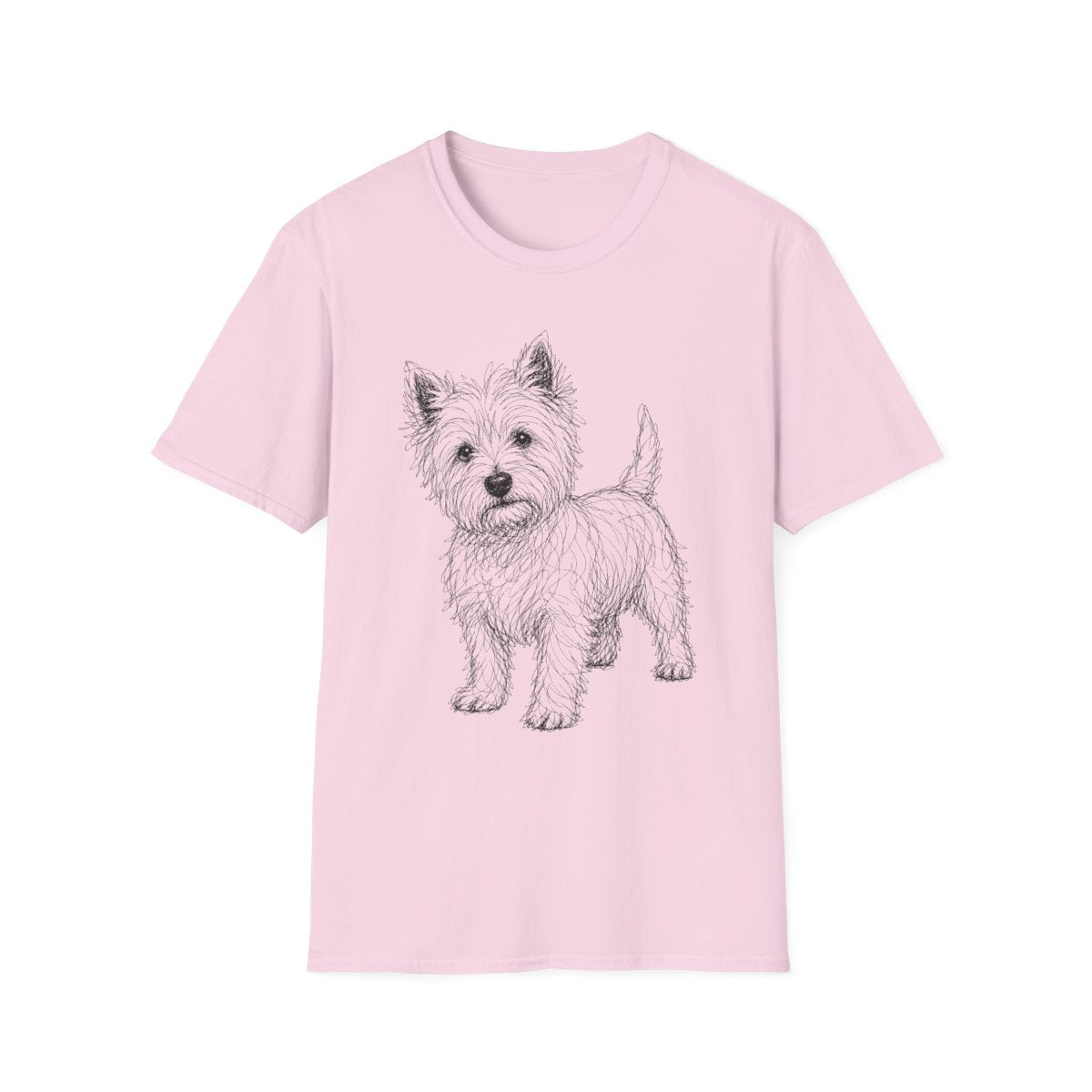 Scribble Westie Tee - Light Pink