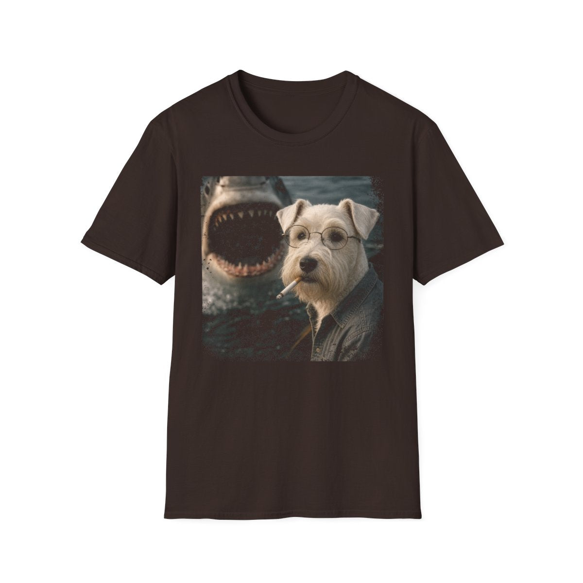Sealyham Terrier and Shark Tee - Dark Chocolate