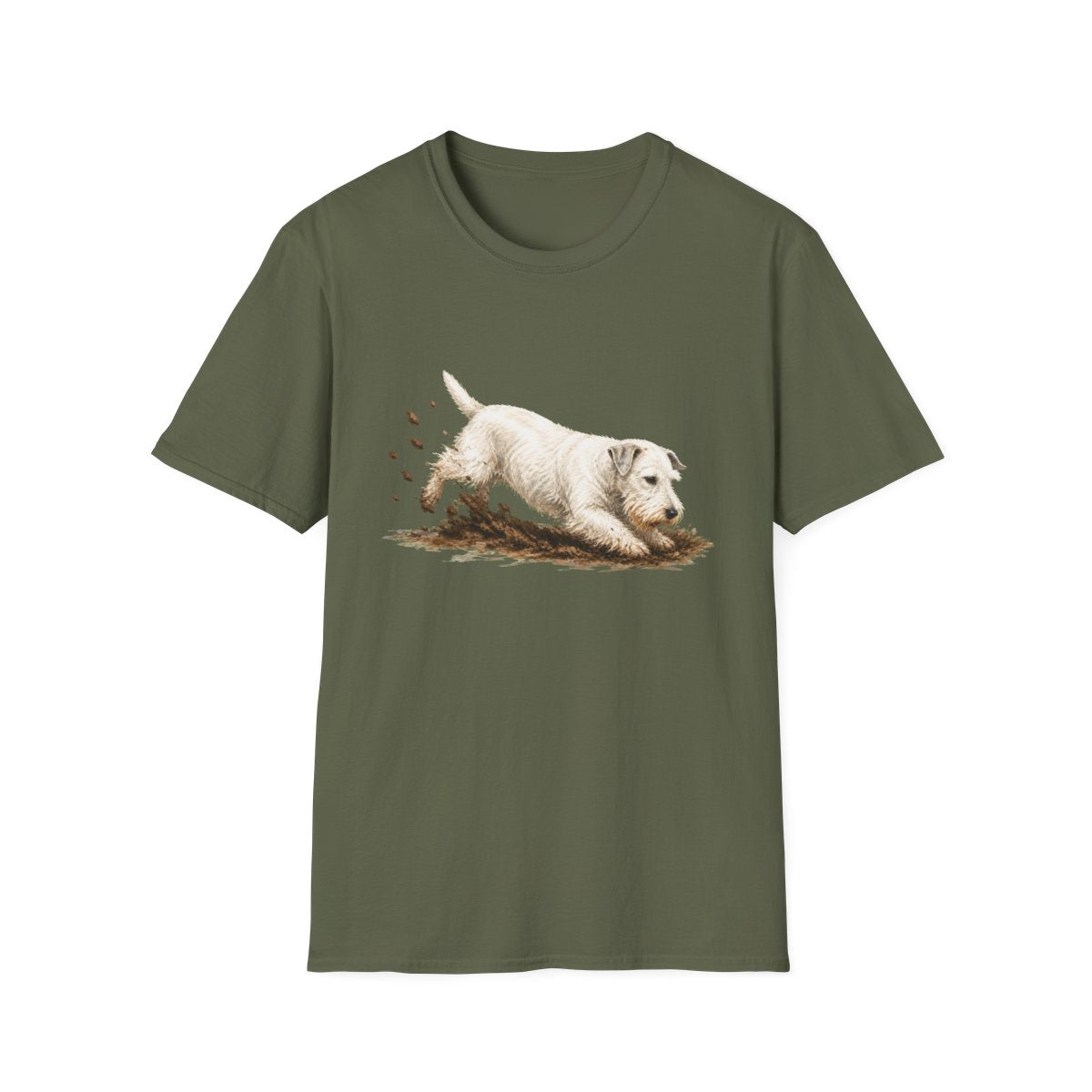 Sealyham Terrier Excavating Mode On Tee - Military Green