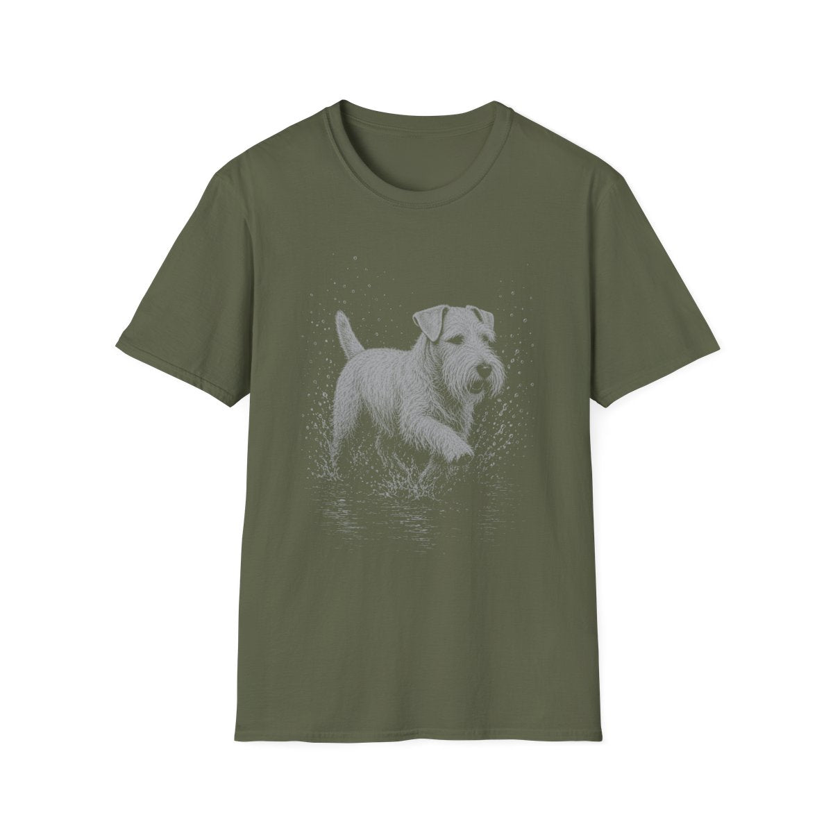 Sealyham Terrier Water Run Tee - Military Green