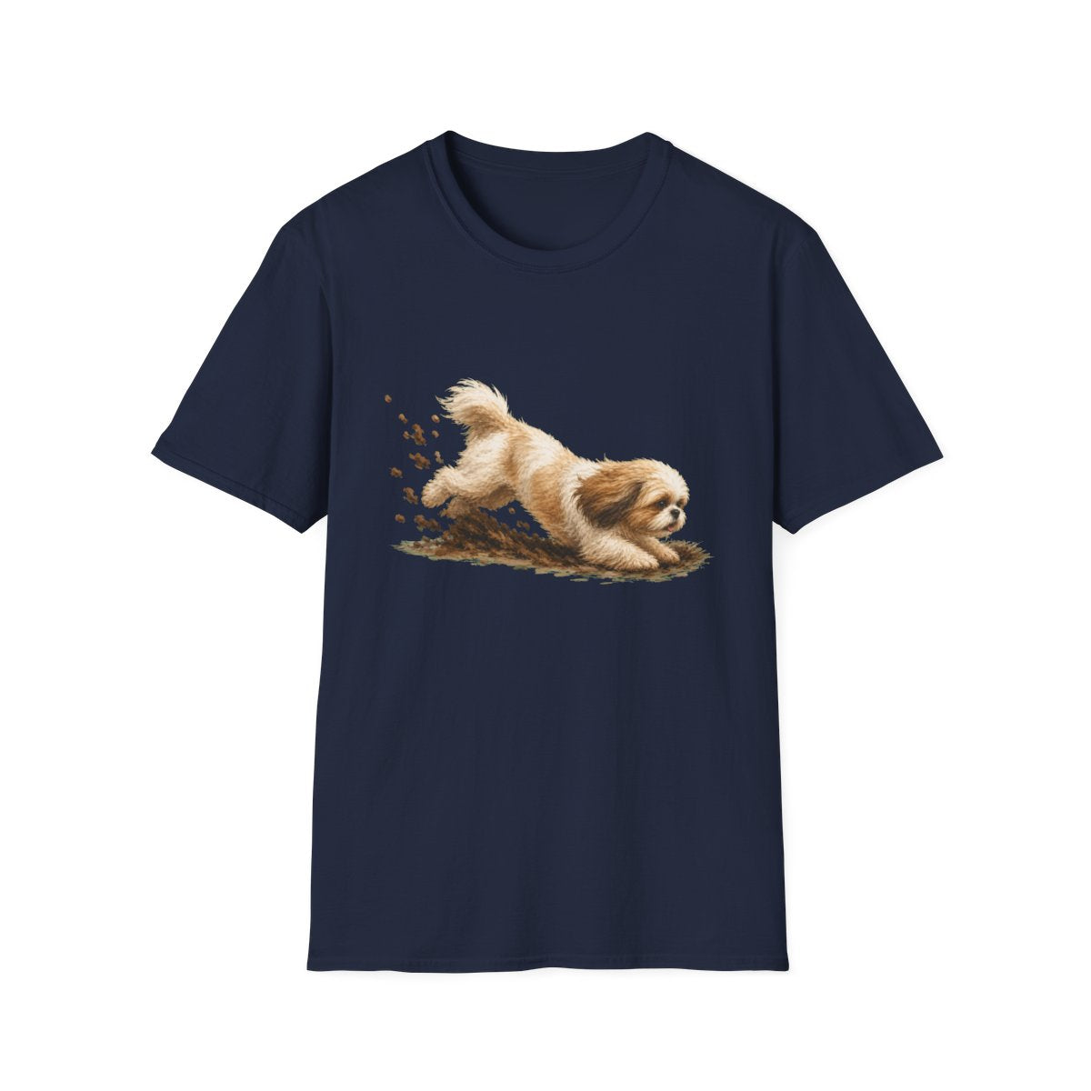 Shih Tzu Excavating Mode On Tee - Navy
