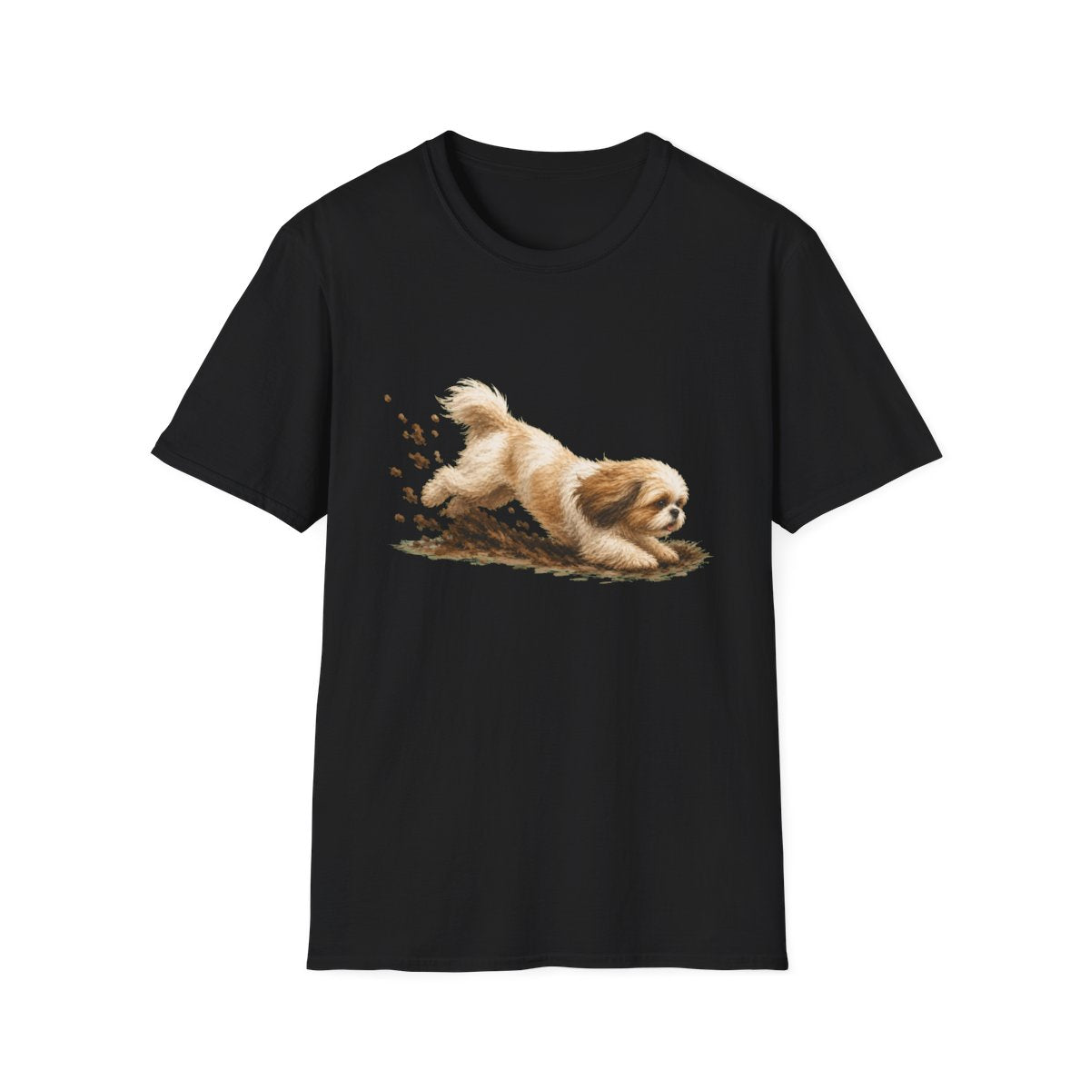 Shih Tzu Excavating Mode On Tee - Black