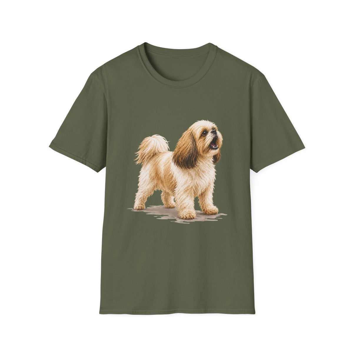 Shih Tzu Head Of Security Tee - Military Green