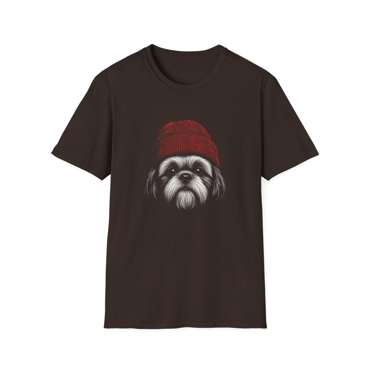 Shih Tzu In Beanie Tee - Dark Chocolate