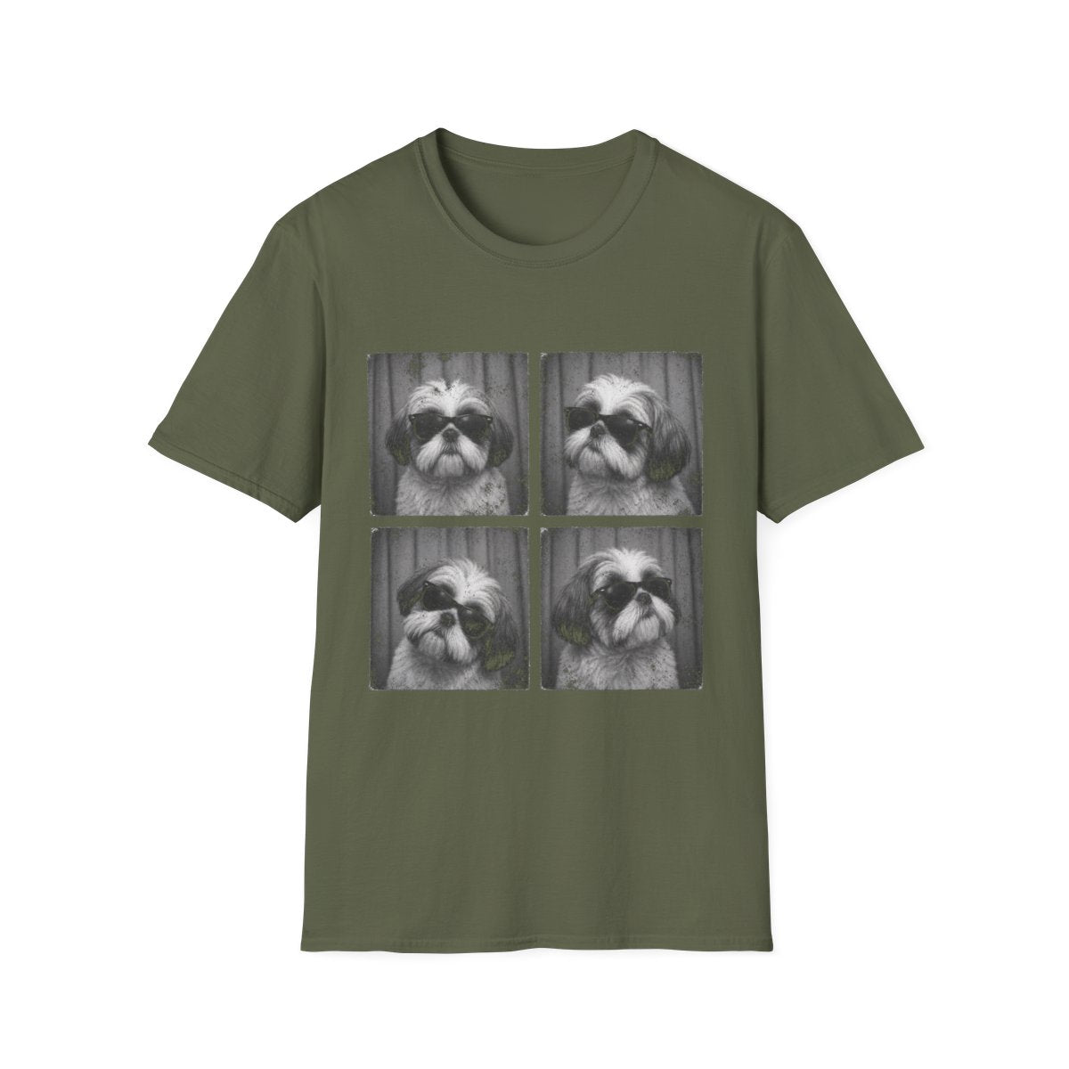Shih Tzu Photo Booth Tee - Military Green