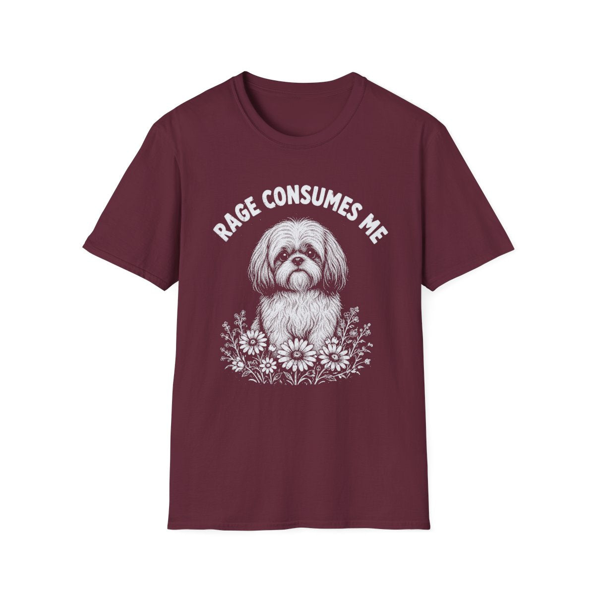 Shih Tzu Rage Consumes Me Tee - Maroon