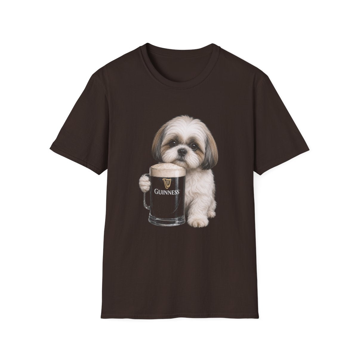 Shih Tzu With A Pint Tee - Dark Chocolate