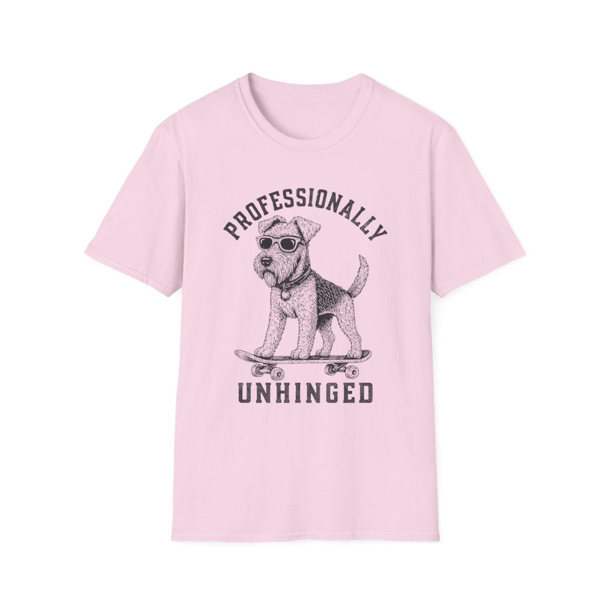 Skateboard Airedale Terrier Tee - Light Pink