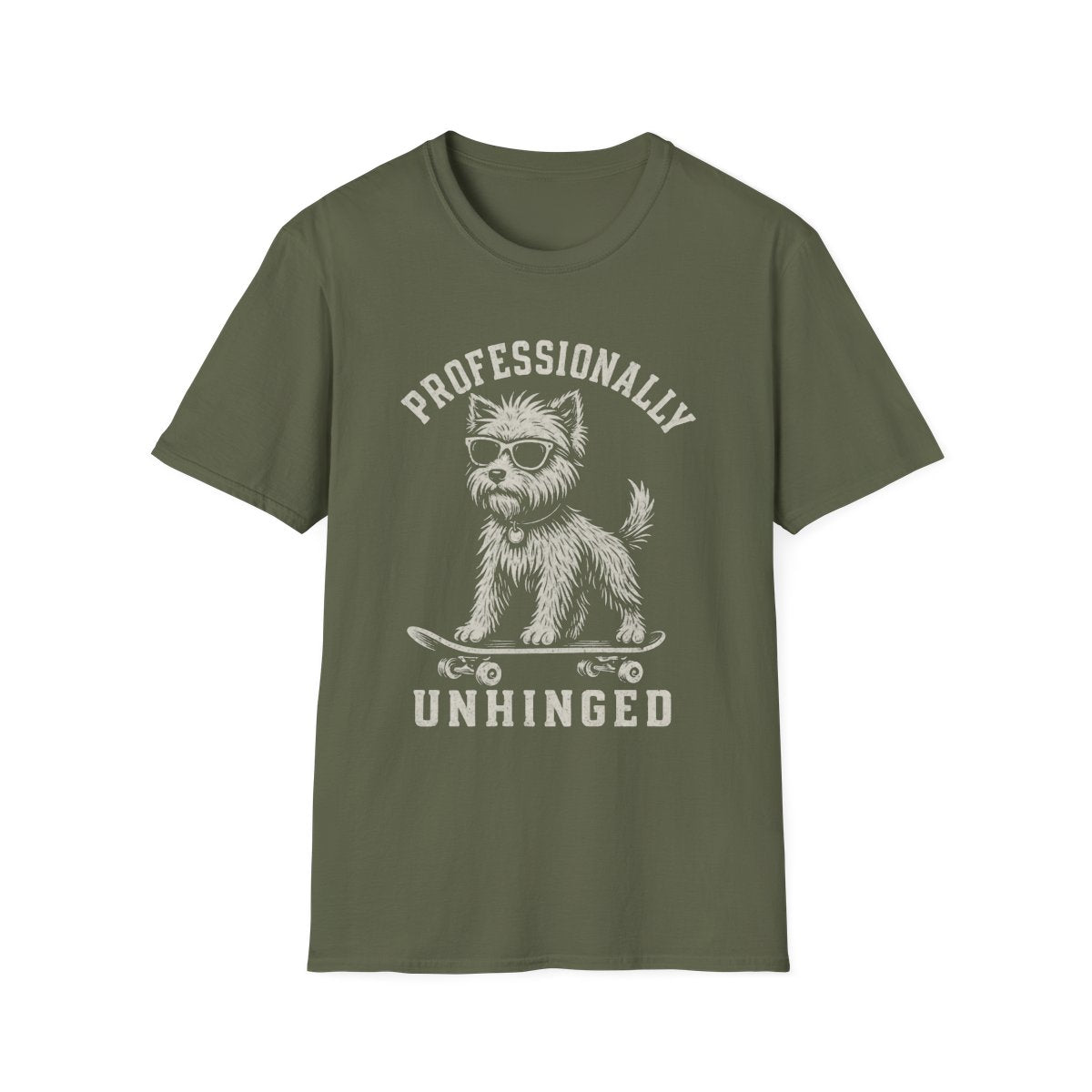 Skateboard Australian Terrier Tee - Military Green