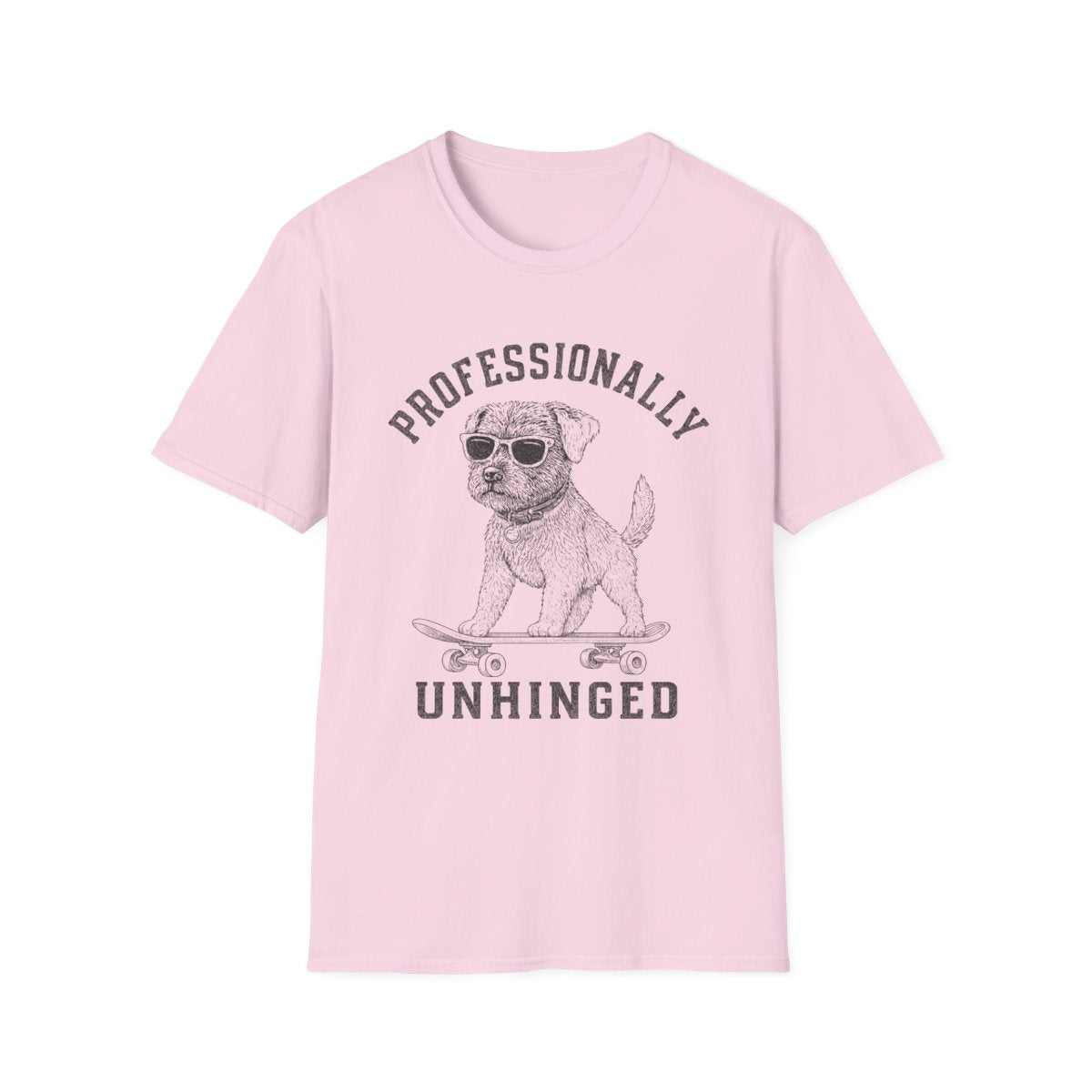 Skateboard Border Terrier Tee - Light Pink