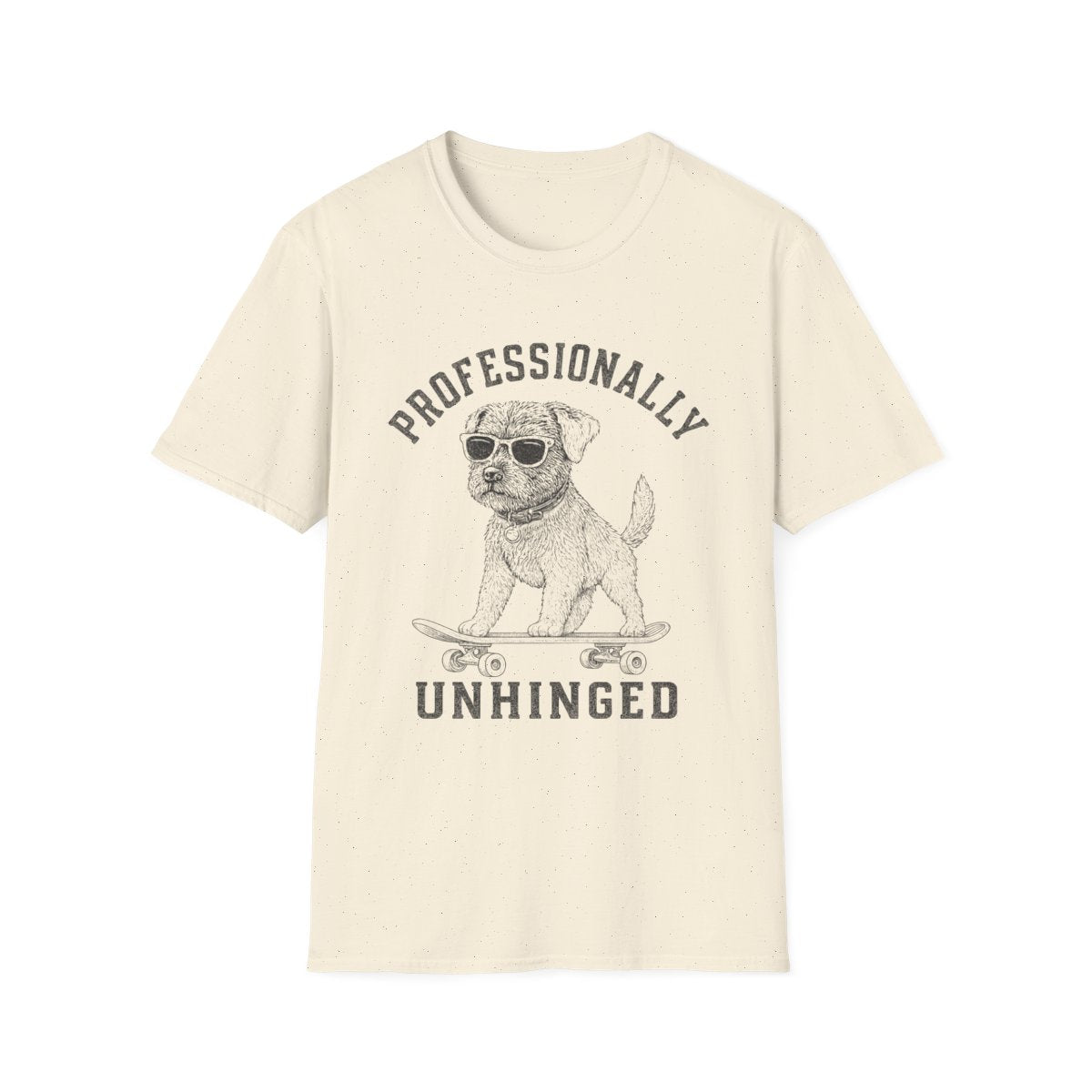 Skateboard Border Terrier Tee - Natural