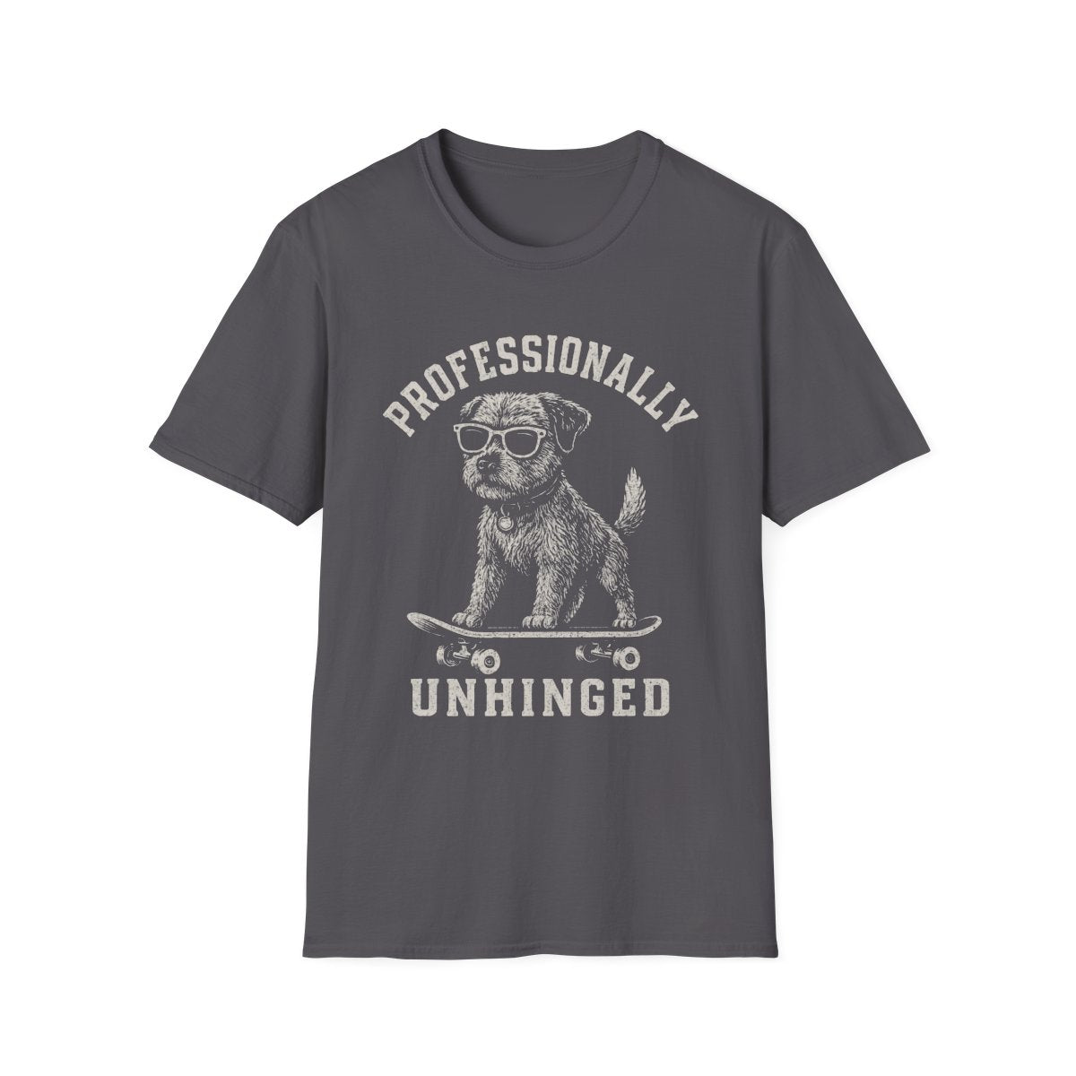 Skateboard Border Terrier Tee - Charcoal
