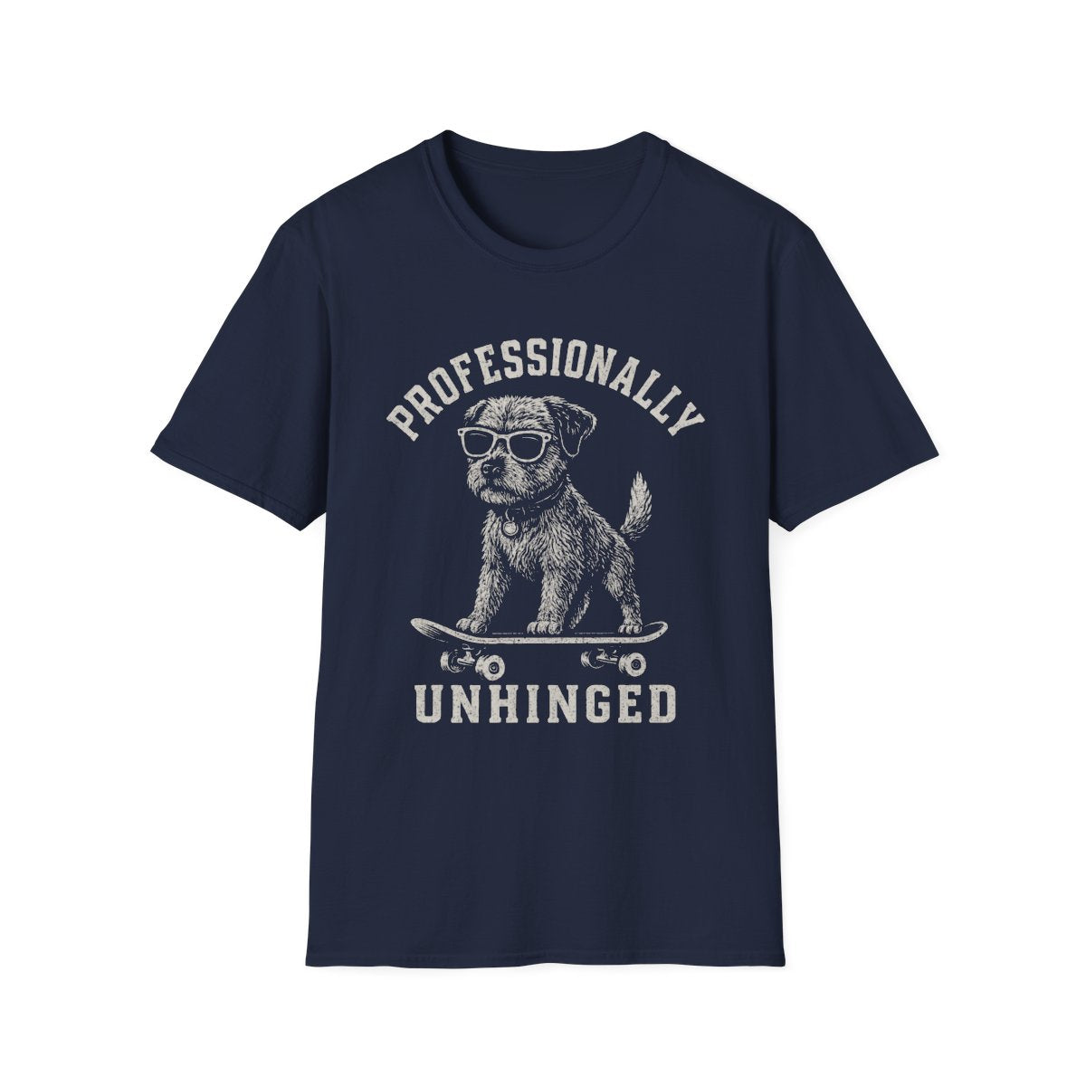 Skateboard Border Terrier Tee - Navy