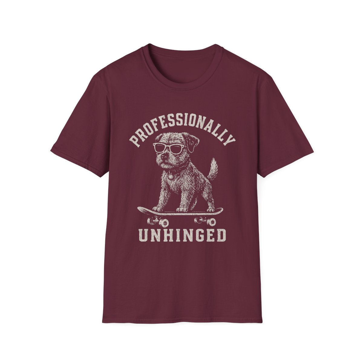 Skateboard Border Terrier Tee - Maroon