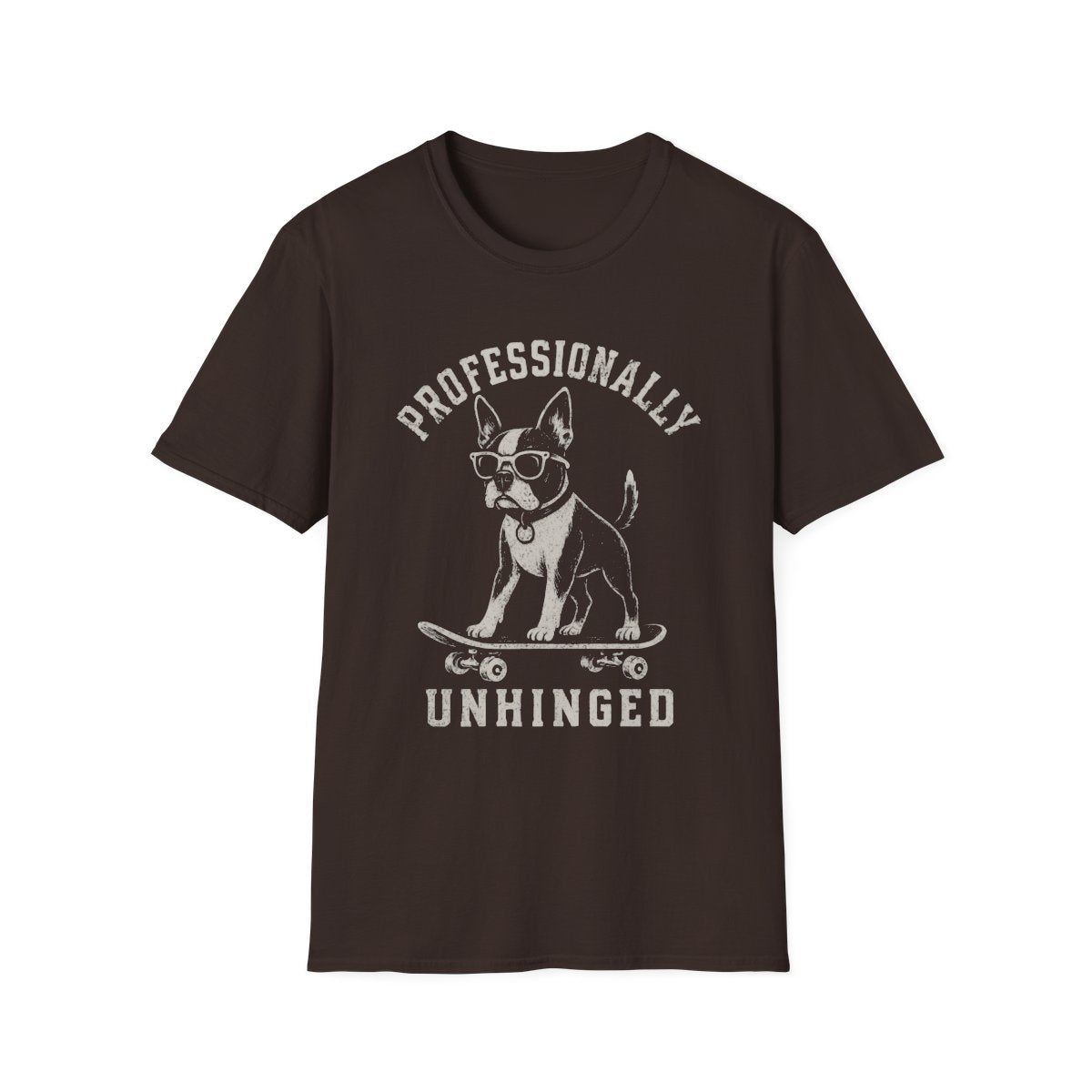 Skateboard Boston Terrier Tee - Dark Chocolate