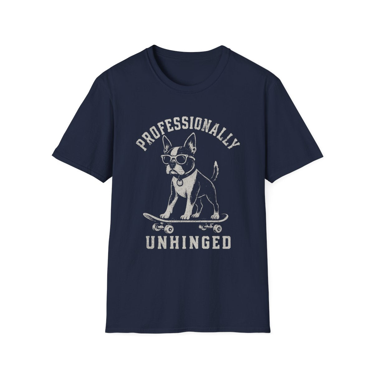 Skateboard Boston Terrier Tee - Navy