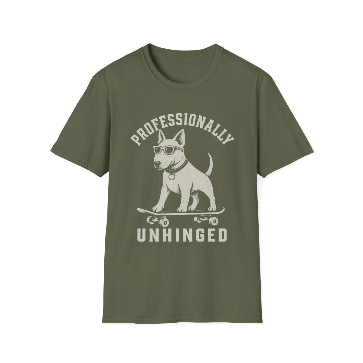 Skateboard Bull Terrier Tee - Military Green
