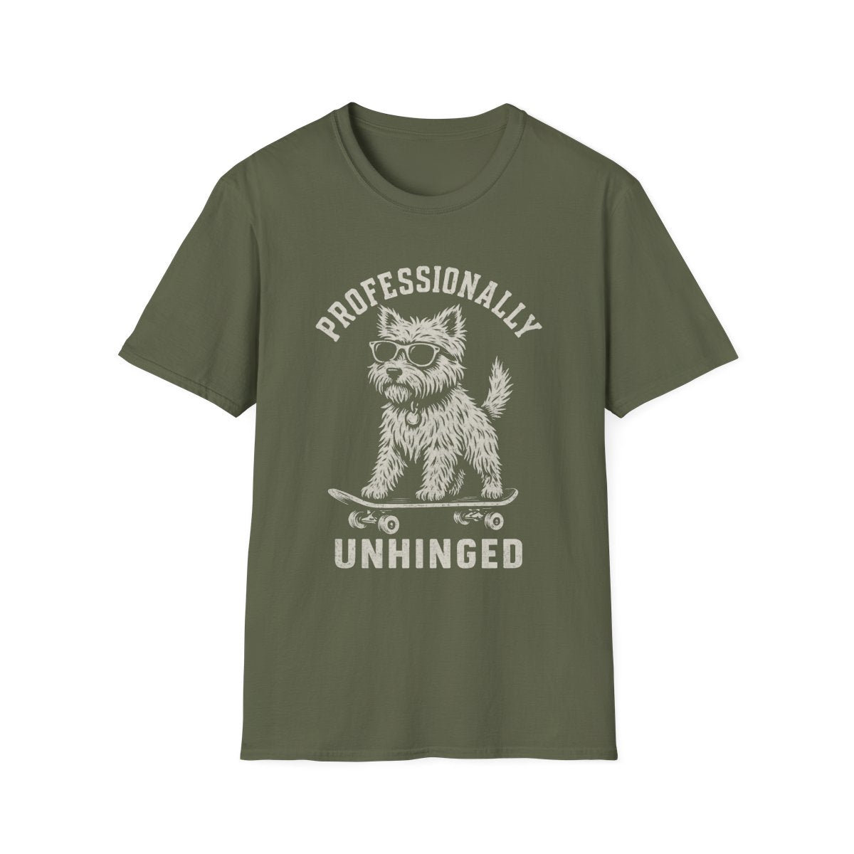 Skateboard Cairn Terrier Tee - Military Green