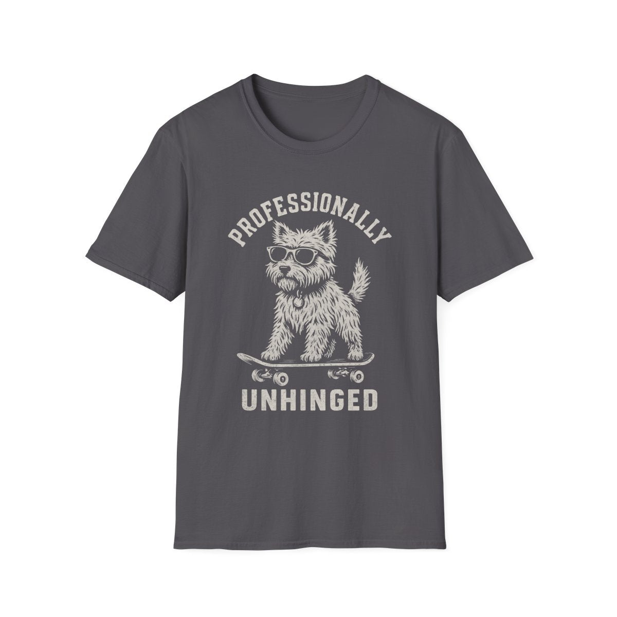 Skateboard Cairn Terrier Tee - Charcoal