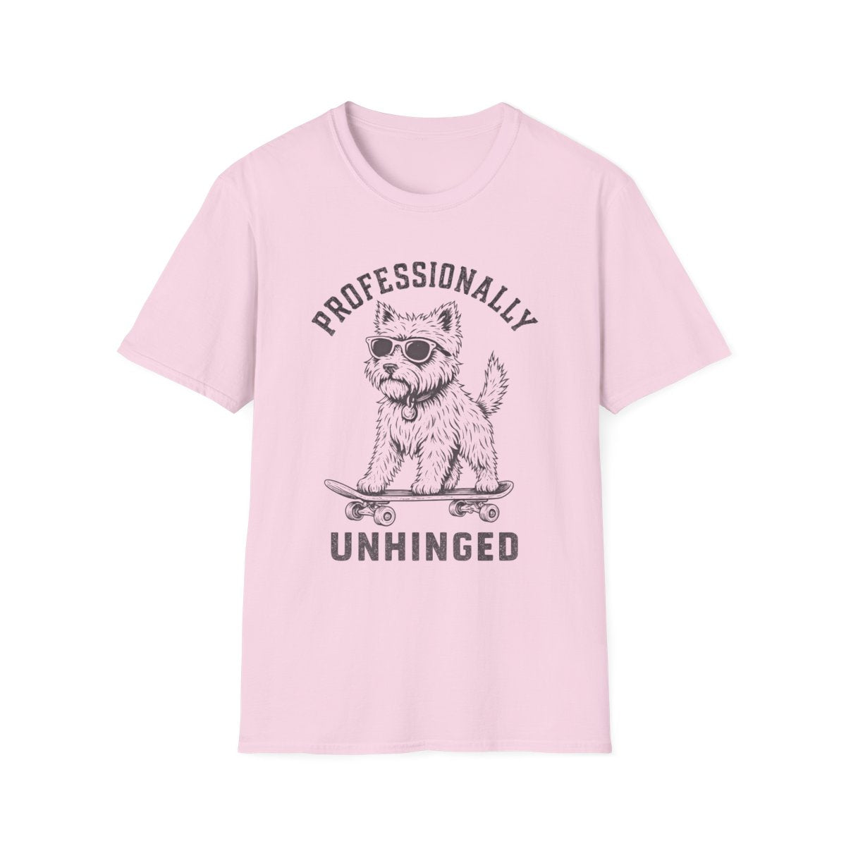 Skateboard Cairn Terrier Tee - Light Pink
