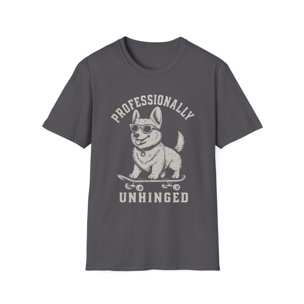 Skateboard Corgi Tee - Charcoal
