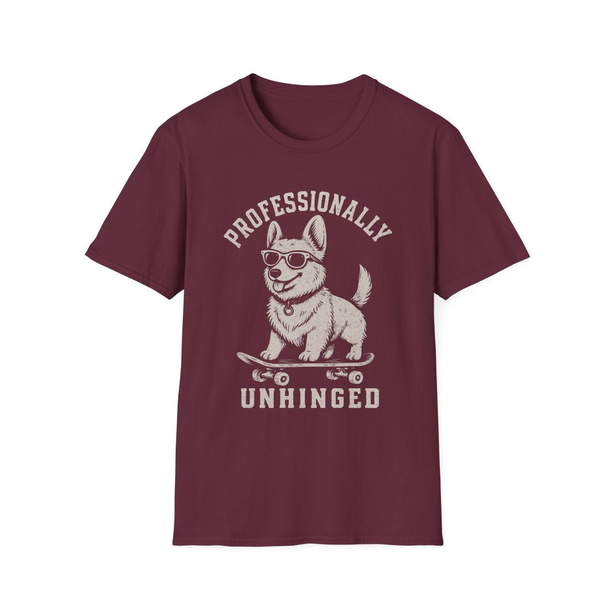 Skateboard Corgi Tee - Maroon