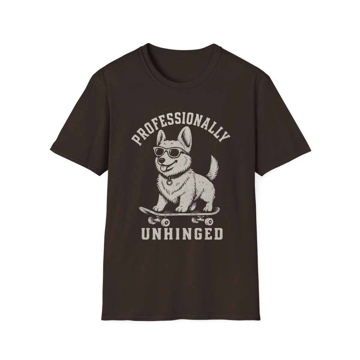 Skateboard Corgi Tee - Dark Chocolate