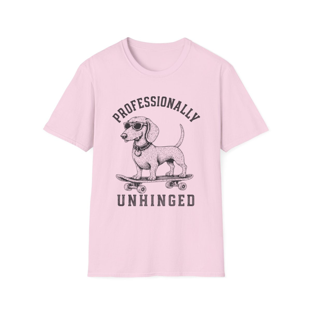 Skateboard Dachshund Tee - Light Pink