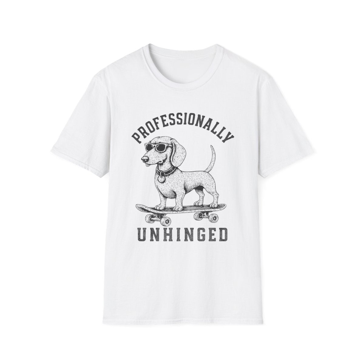 Skateboard Dachshund Tee - White