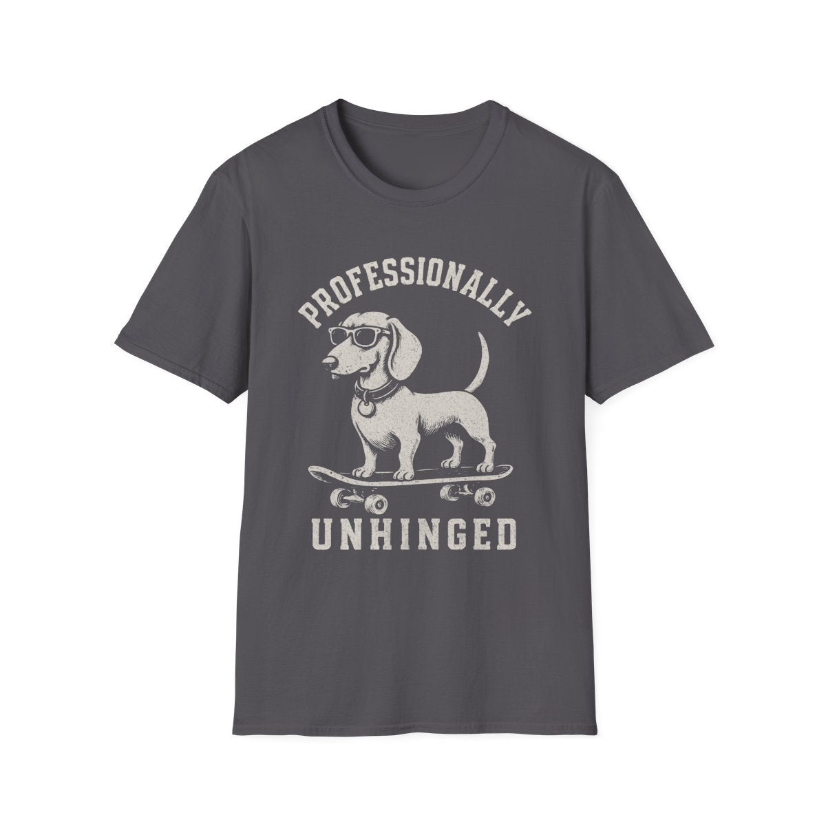 Skateboard Dachshund Tee - Charcoal