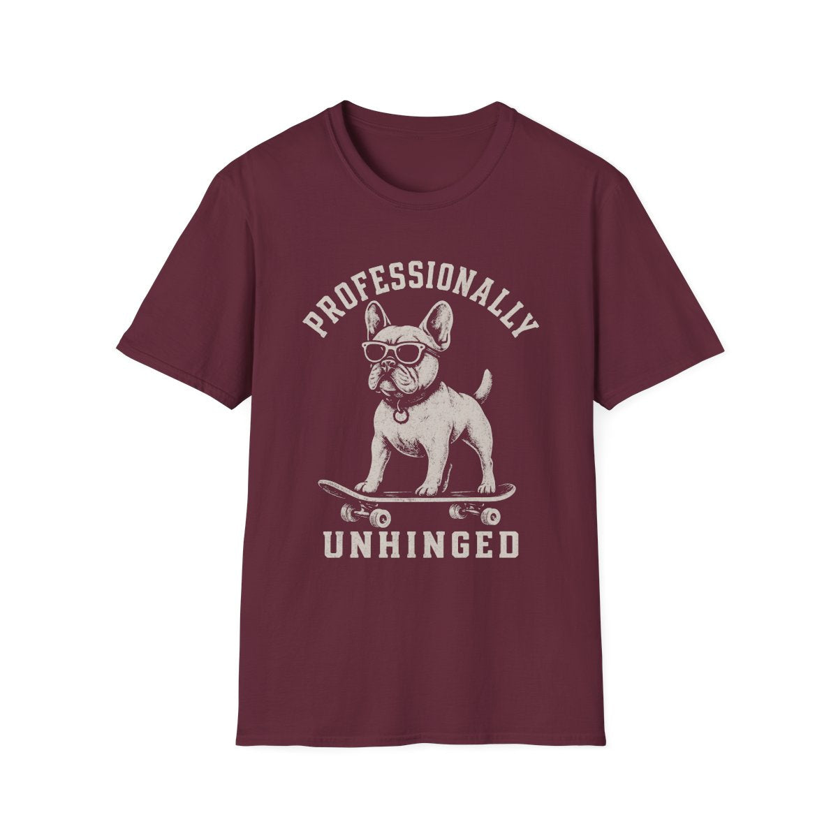 Skateboard French Bulldog Tee - Maroon