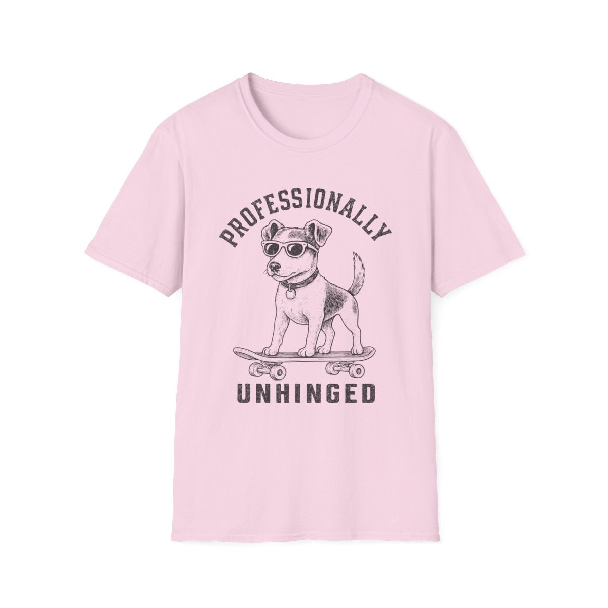 Skateboard Jack Russell Terrier Tee - Light Pink