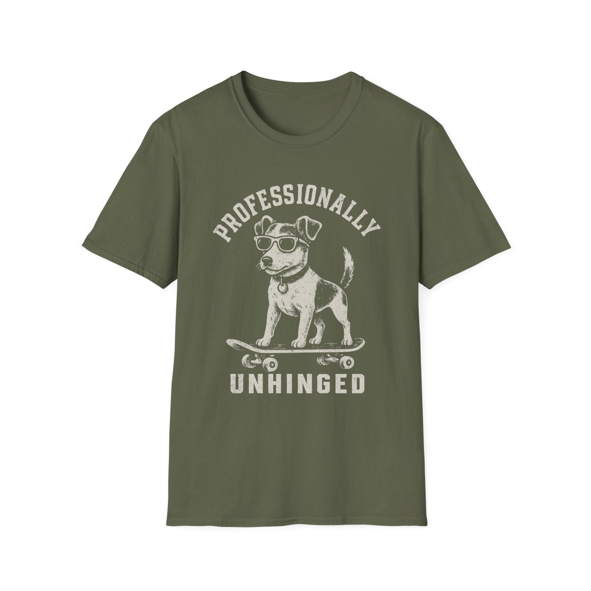 Skateboard Jack Russell Terrier Tee - Military Green