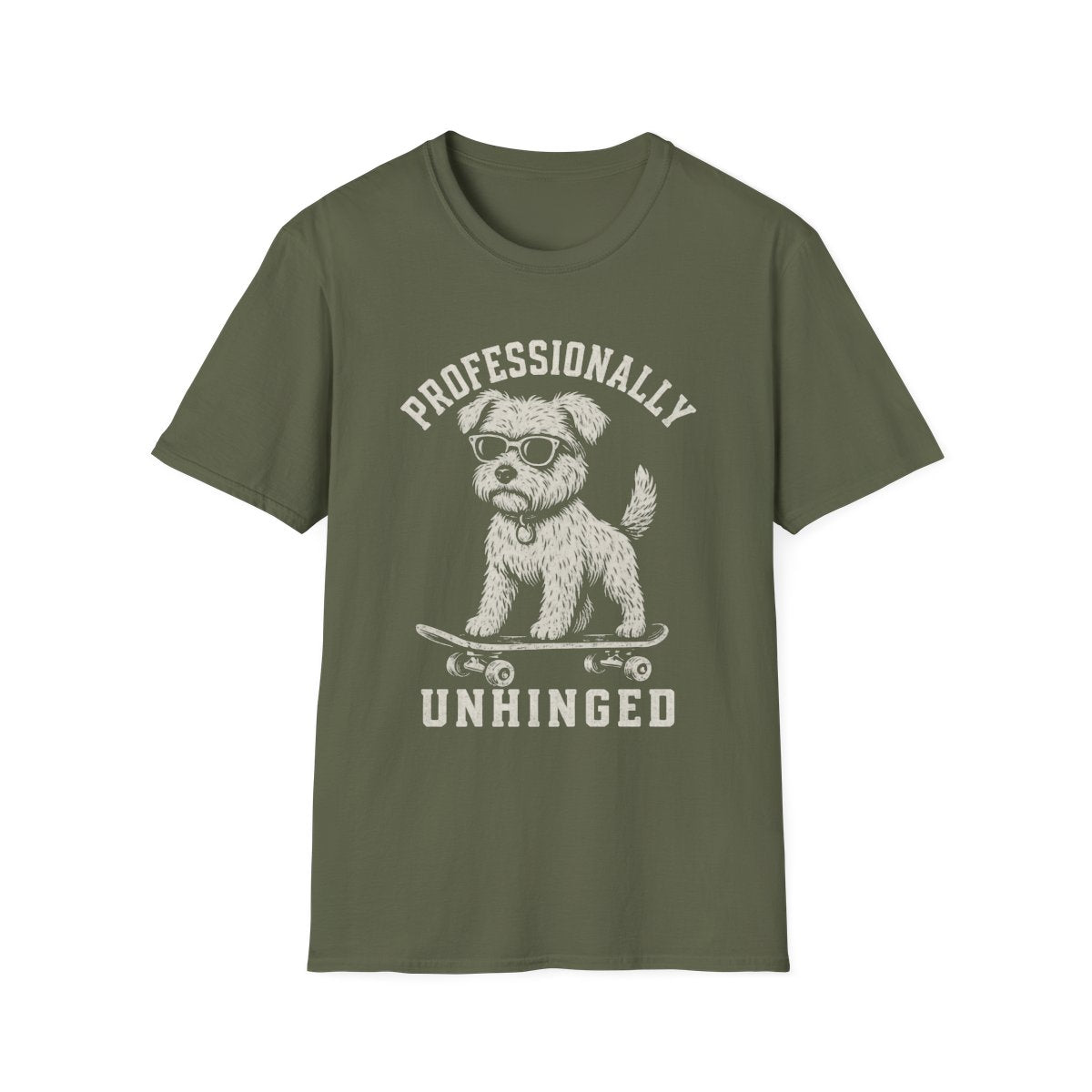 Skateboard Norfolk Terrier Tee - Military Green