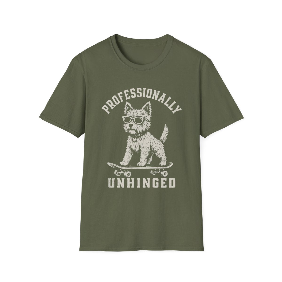 Skateboard Norwich Terrier Tee - Military Green