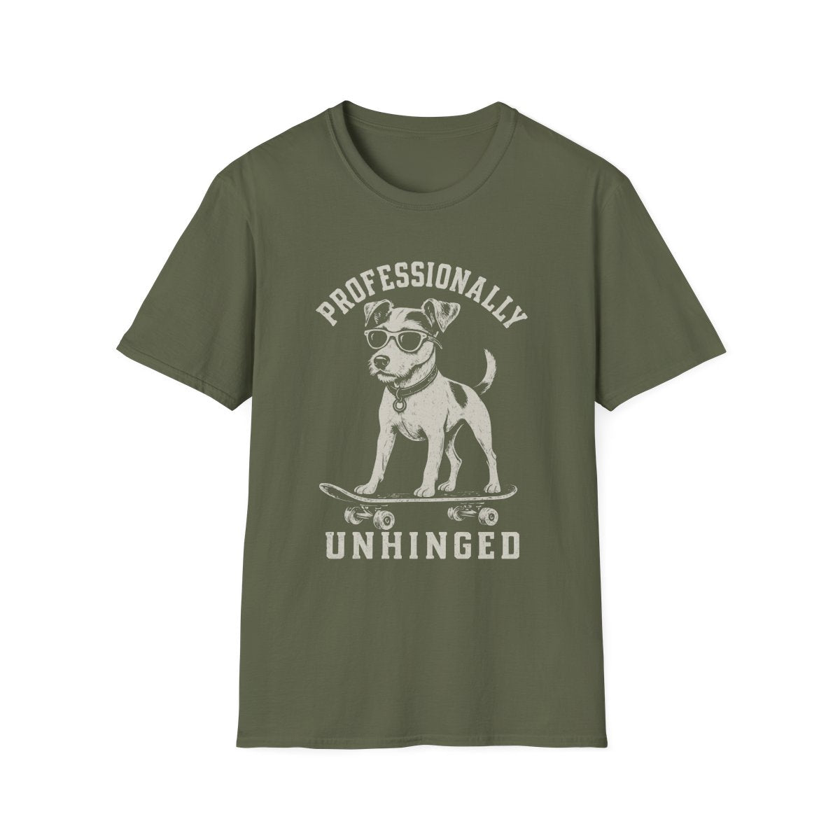 Skateboard Parson Russell Terrier Tee - Military Green