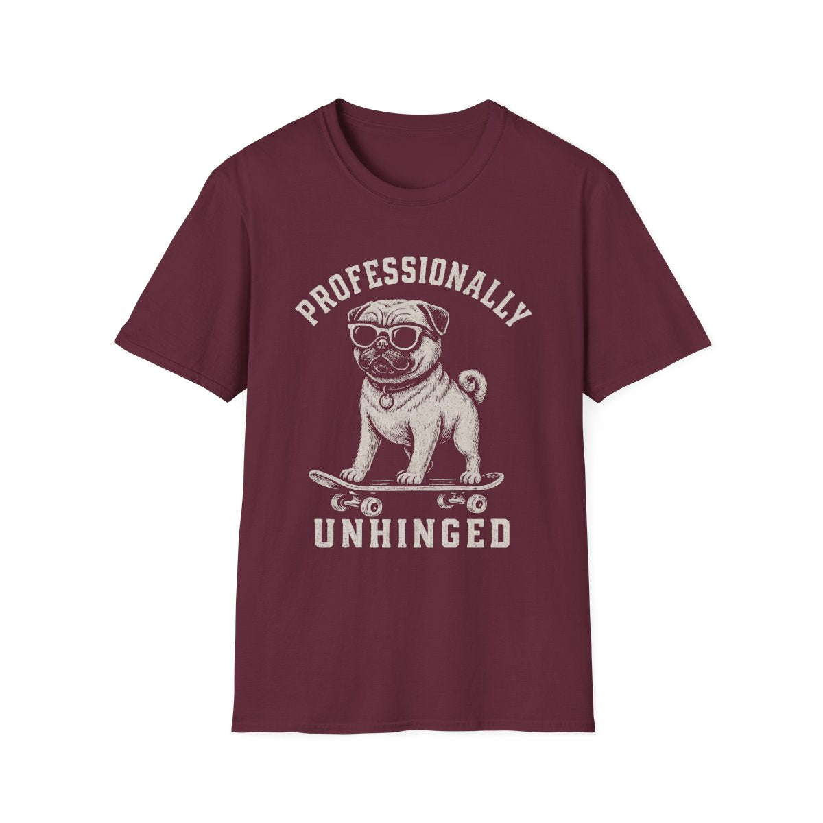 Skateboard Pug Tee - Maroon