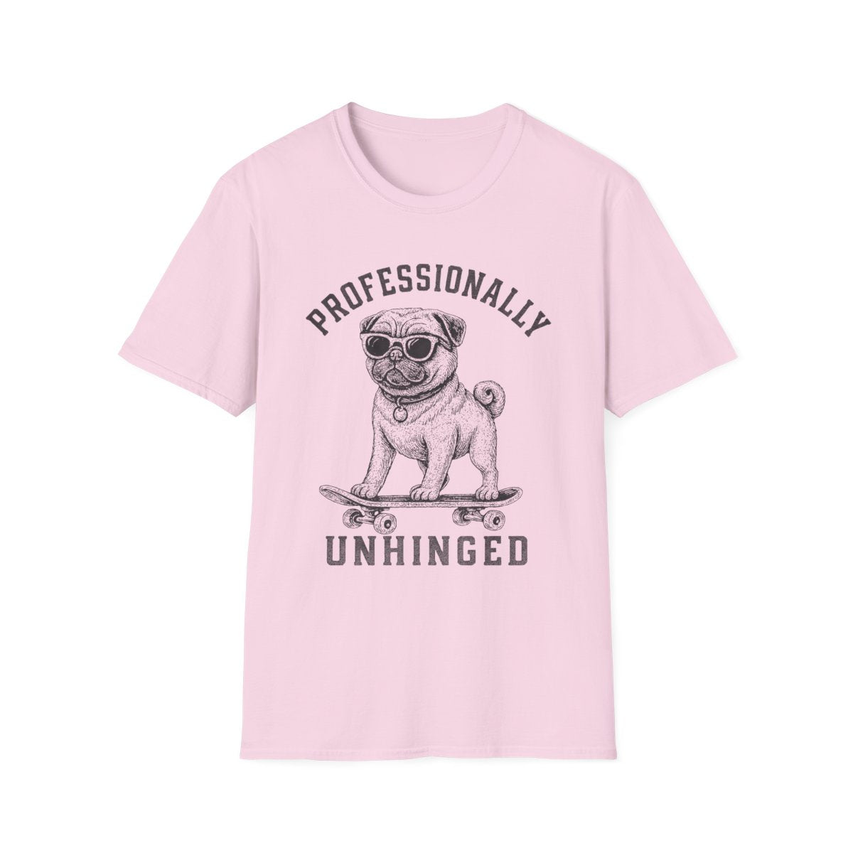 Skateboard Pug Tee - Light Pink