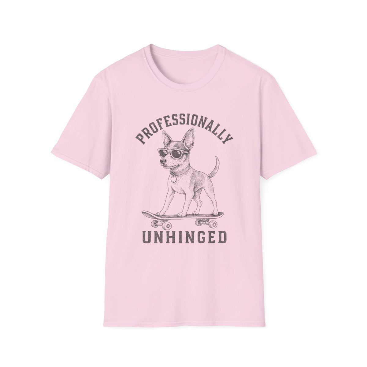Skateboard Rat Terrier Tee - Light Pink