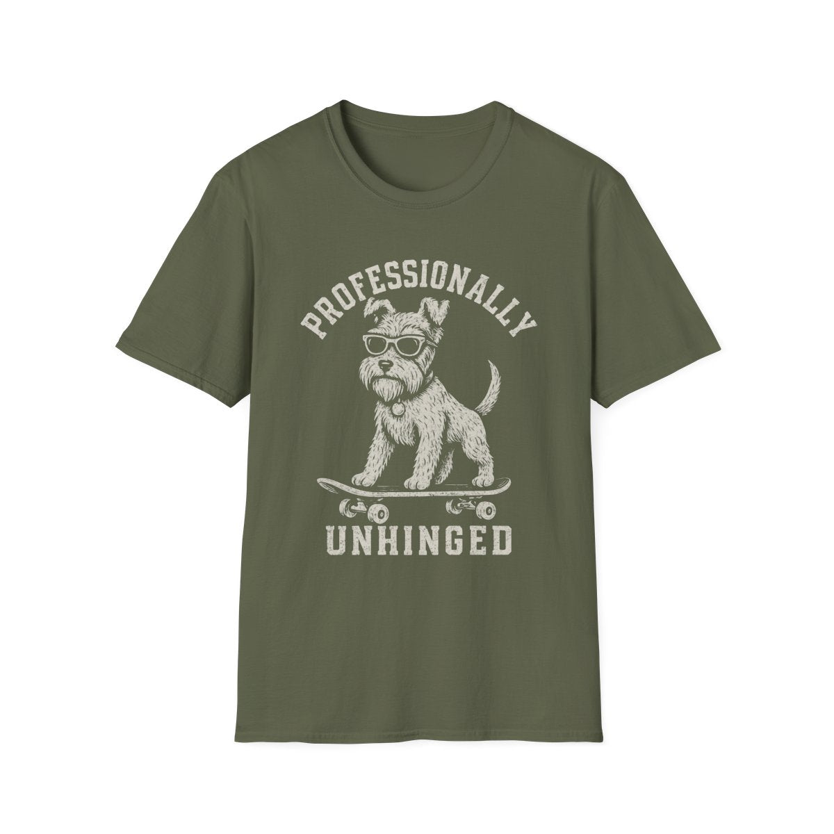 Skateboard Schnauzer Tee - Military Green
