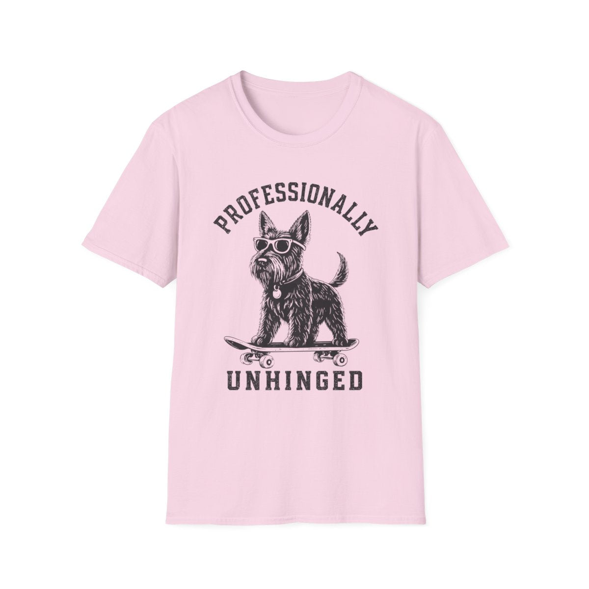 Skateboard Scottish Terrier Tee - Light Pink