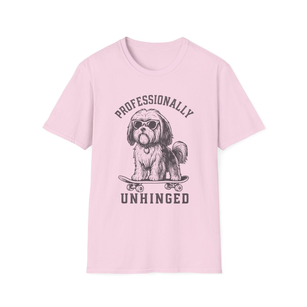 Skateboard Shih Tzu Tee - Light Pink