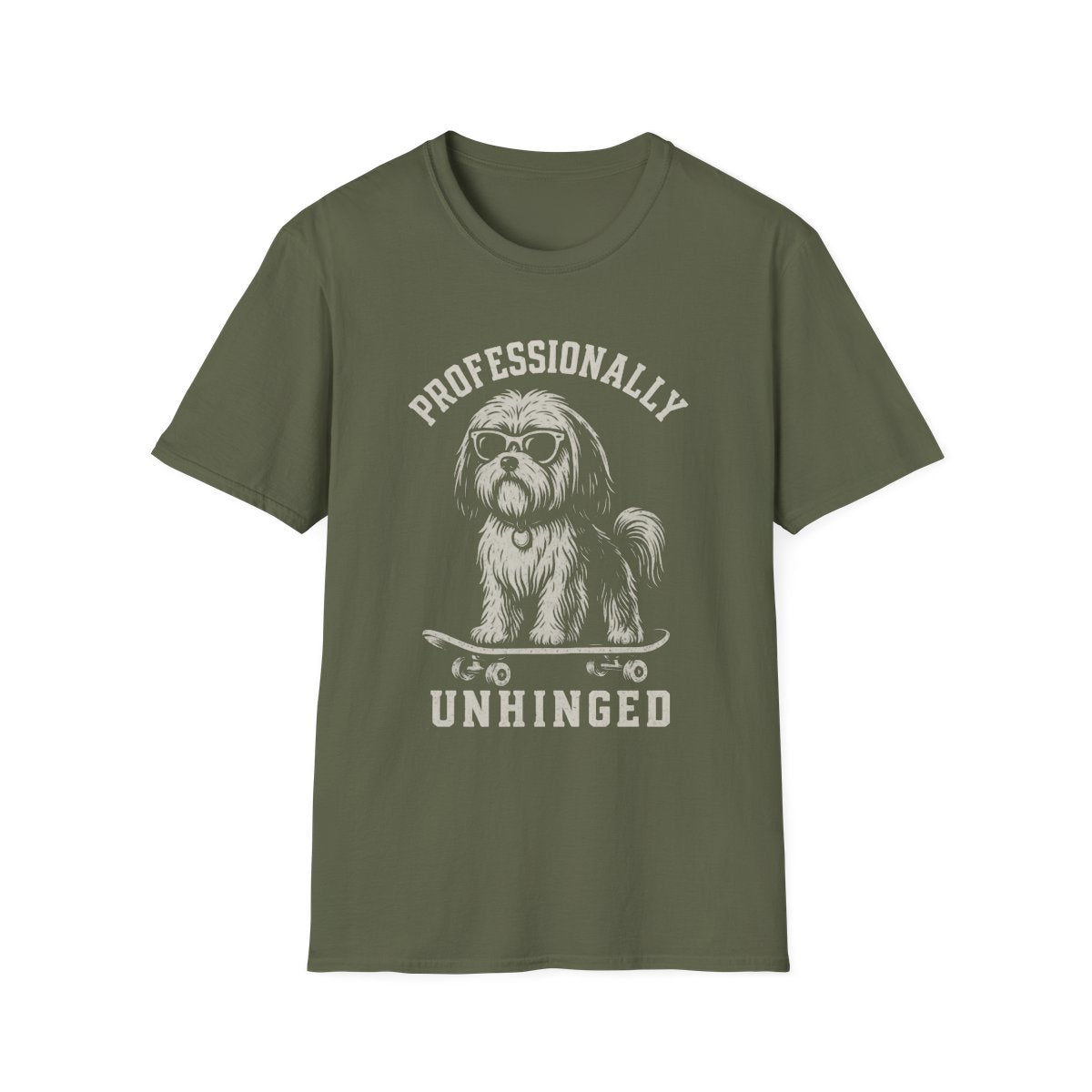 Skateboard Shih Tzu Tee - Military Green