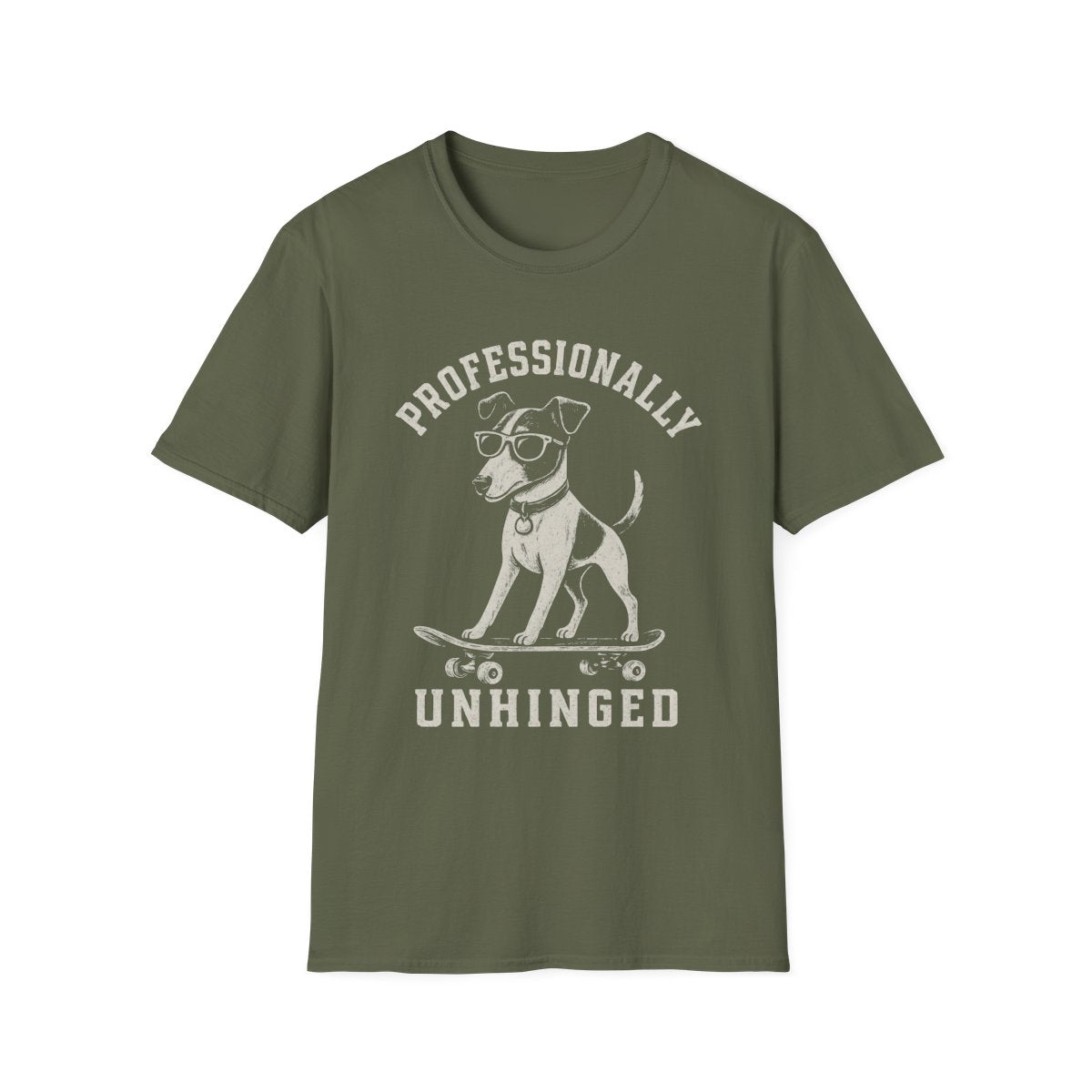 Skateboard Smooth Fox Terrier Tee - Military Green