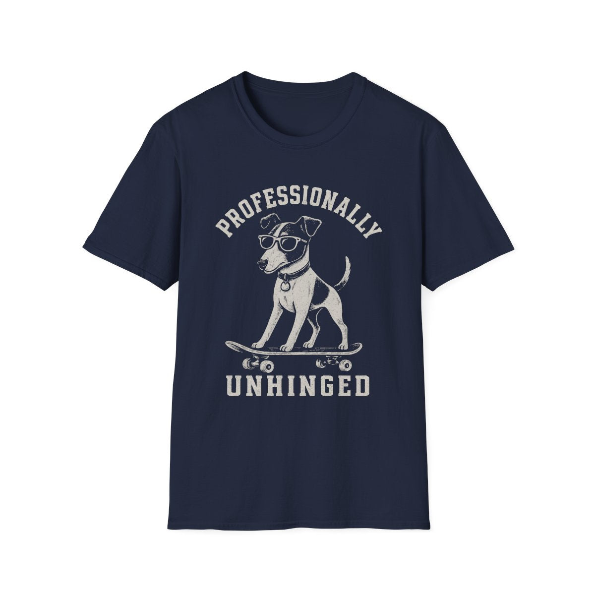 Skateboard Smooth Fox Terrier Tee - Navy