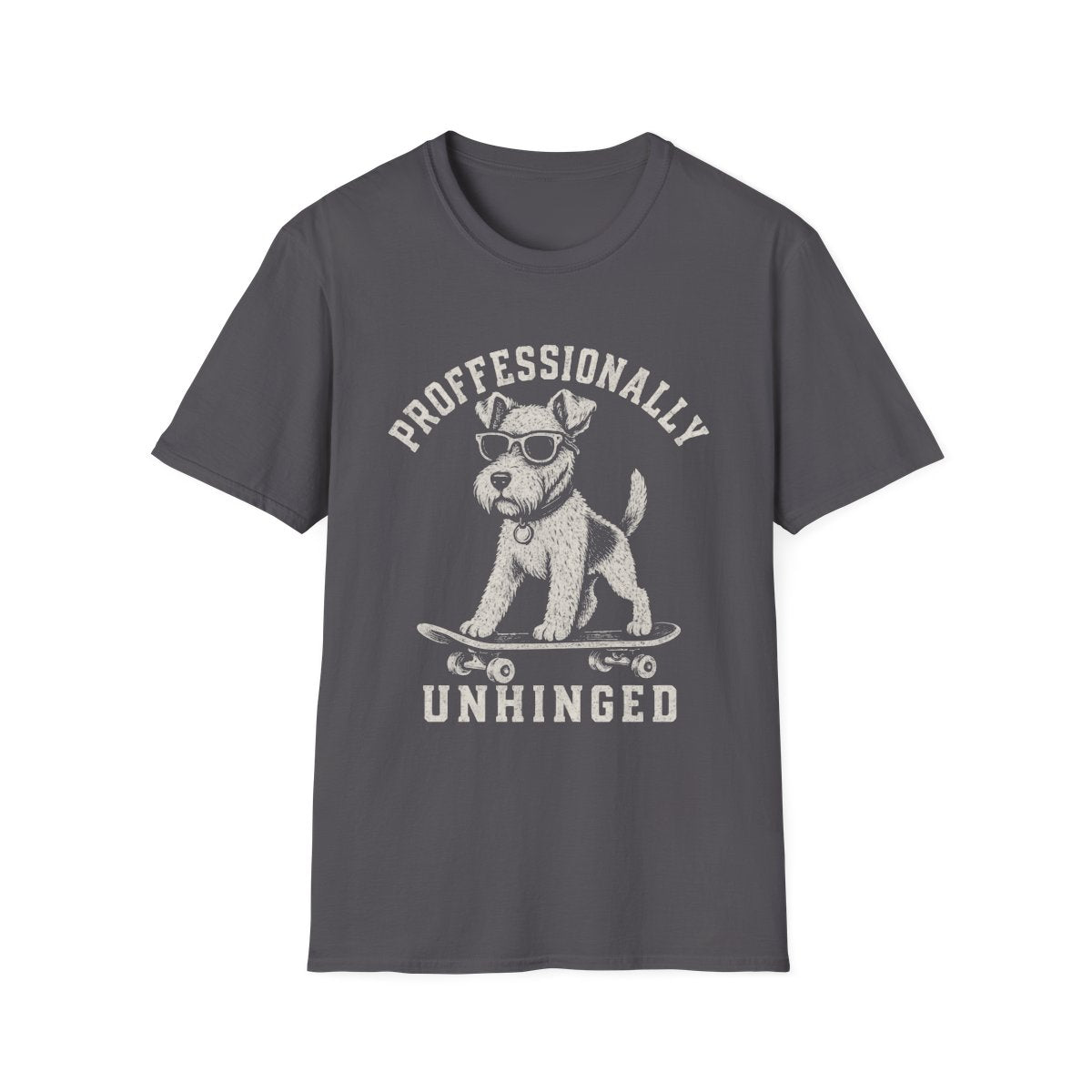 Skateboard Wire Fox Terrier Tee - Charcoal